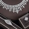 Conjunto de collar y pendientes para mujer, joyería CZ blanca, Circonia cúbica de boda, fiesta de compromiso grande nupcial africana de Dubái