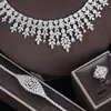 Halsbandörhängen Set White CZ Jewelry for Women Wedding Cubic Zirconia African Dubai Bridal Big Engagement Party