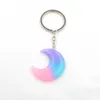 Keychains harts nyckelring Keyring Heart Half Moon Star Key Bag Pendant Blue Pink Glitter Chains Söta romantiska par gåva