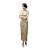 Vêtements ethniques Sexy Femmes Robe de soirée dos nu Vintage Lady Satin Cheongsam Chinois Nouveauté Qipao Fleur Oversize Party