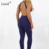 اللباس غير الرسمي liooil rompers womens phemens phemens sexy outfits for woman fashion bodycon v neck green bants202o