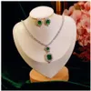 Jewelry Sets For Women S925 Sterling Silver Emerald Gemstone Earrings Sparkling Necklace Classic Fine Jewellery Drop279I