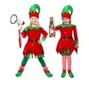 Family Matching Outfits Christmas Parent Child Costumes Cute Red Green Elf Wearing Hat Role Play Children s Adult Style 231027