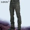 Herrbyxor 2023 Spring Autumn Solid Color Out Streetwear Man Zip Fastener Pockets Cotton Vintage Cargo Man Y2K Training