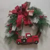 Decorações de Natal 35cm Carro Vermelho Guirlanda de Natal Outono Halloween Decoração Arco Porta Pingente Festa de Férias Rattan Círculo Tecido Guirlandas 231027