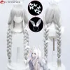 Costumi Catsuit Gioco Azur Lane MNF Le Malin Cosplay 90 cm Sier Bianco Treccia spessa Resistente al calore Capelli sintetici Parrucche carine per feste + Protezione per parrucca