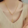 Pendant Necklaces Minimalist Rectangular Tassel Long Cuban Chain Stylish Necklace Not Fade Gold Plated Steel Fashion Jewelry For Women