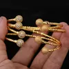 Bangle 24K 4 Pçs / lote Afraic Dubai Cor de Ouro Strass Beads Cuff Bangles para Mulheres Esposa Jóias de Casamento Pulseiras Pulseira Presentes 231027