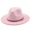 Wide Brim Hats Bucket 5660cm WhiteBlackWide Fedora Hat Women Men Imitation Wool Felt with Metal Chain Decor Panama Jazz Chapeau hat 231027