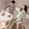 Vêtements de nuit pour hommes de haute qualité coton couples vêtements de nuit coréen mode cardigan pyjamas ensemble femmes et hommes correspondant homewear loungewear