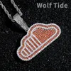 Punk Dual Color Full Red CZ Zircon Cloud Pendant Necklace For Men And Women Fashion Hip Hop Trendy Accessories Bling Bling Cubic Zirconia Stone Rapper Jewelry Gifts