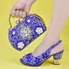 Dress Shoes Arrival Italian Women Wedding And Bag Set Decorated With Rhinestone Purple Bags Sets Bride