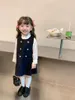 Kleidung Sets 2023 Frühling Kinder Kleid Mädchen College Anzug Koreanische Baby Hemd Zwei-stück Set Grils Kleidung