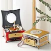 Dekorativa figurer Klassisk roterande dansare Ballerina Piano Music Box Jewelry Organizer Wind-Up Storage With Mirror