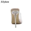 Slippers Eilyken 2024 PVC Transparent Jelly Women Slippers Open Toe High Heels Perspex Shoes Clear Sandals SIZE 35-42 231027