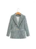 Trajes de mujer elegante Blazer a cuadros abrigos para mujer 2023 solapa doble botonadura traje chaqueta femenina de manga larga moda Oficina señora