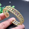 Bangle Luxury Jewelry Nickel Free High Quality Anti Fading Gold Plated Copper Multi CZ Setting 12mm Wide For Women