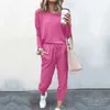 Gymkleding Tweedelige damesoutfit met lange mouwen en ronde hals Pullover Tops en broeken Jurkjasset voor dames Sexy bruiloftsgast