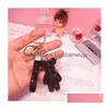 New Party Favor Key Ring Pvc Keychain Diy Craft Cartoon Bear Handmade Rhinestone Crystal Chains Charm Pendant Keychains Drop Delivery Dhdyj