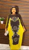 Vêtements ethniques 2023 Spring Summer Robes africaines élégantes pour femmes jaune rose à manches longues robe maxi dames traditionnelles