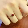 Cluster Rings 925 Silver 14K Gold Plated Wealth Ring Lucky Women High Purity Natural Stone Quartz Red Cinnabar Pärlor