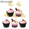 Festliga leveranser ChicinLife 10st Gold Oh Boy Cupcake Topper Birthday Party Baby Shower Kön avslöjar första kakedekorationssupplor