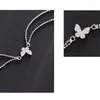 Link Bracelets Trendy Double Layer Chain Zircon Butterfly Charm Bracelet & Bangle For Women Girls Wedding Jewelry Gift SL314