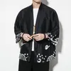 Ethnic Clothing Kimono Men Black Japanese Samurai Costume Male Yukata Haori Streetwear Mens Jacket DD001
