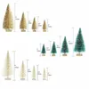 Andra evenemangsfestleveranser 8 -stycken Mini Christmas Tree Sisal Silk Cedar - Dekoration Small Christmas Tree - Gold Silver Blue Green White Festive Tree 231027
