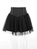 Gonne 2023 Wearskirt da donna Alta pizzo scuro Nero Donna Vita gotica Maglia dettaglio Sottoveste Sexy Mini Tulle Party Club Wear