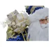 Dekoracje świąteczne 45 cm Święty Mikołaj Blue cekinowa lalka na prezent dla dzieci