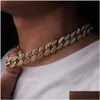 Tennis afgestudeerd Iced Out Cubaanse ketting ketting hiphop sieraden choker goudkleurig kleur strass cz sluiting voor heren rapper kettingen Li Dhqpn