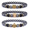 Vintage Hematite Owl Charm Bracelets Men Lava Stone Crown Warrior Helmet Bracelets Bangles for Women Friendship Jewelry Gift Fashion JewelryBracelets stone