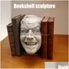 التماثيل الكائنات الزخرفية التماثيل من مكتبة الكتب المشرقة Heres Johnny Scpture راتنج سطح المكتب رف كتاب 220810 Drop del Dhnsv