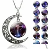 Pendentif Colliers Hommes Femmes 12 Horoscope Signe du Zodiaque Temps Collier de pierres précieuses Bélier Lion En Gros Goutte Constellations Bijoux Livraison Dhxau