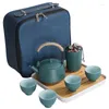 Teaware Set 2023 Travel Tea Set Plate Simple Ring Handle Pot Bamboo Cup El Family Business Gift