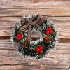 Decoratieve bloemen kerstversiering 12 cm rotan krans voor thuis kerstfeest boom hangende hanger kaarshouder mini-slinger