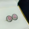 Boucles d'oreilles en argent Sterling 925, cadeau de fiançailles, opale rose, boucles d'oreilles naturelles et réelles, bijoux fins