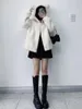 Женская меховая осенне-зимняя куртка из искусственной шерсти, теплое и тяжелое модное пальто из овчины с толстым капюшоном