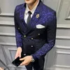 Abiti da uomo Blazer da uomo Auto-coltivazione 3 pezzi Constellation 2023 Autunno Mens Royal Blue Dress Social Slim Fit Tuxedo Suit Ternos