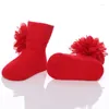 Primeiros caminhantes nascidos sapatos outono inverno meias de algodão chiffon decoração flor bebê 0-6-12 para meninas presente de lua cheia