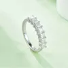 Luster Trendy 925 Sterling Silver Gold Plated Prong Set 2.1ct Princess Cut Half Moissanite Eternity Band for Women