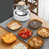 Assiettes de cuisine en plastique, Grain de bois, assiette carrée multifonctionnelle, gâteau aux fruits, Snack, bol sec, vaisselle 1 pièce