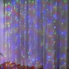 300 LED 원격 제어 크리스마스 커튼 조명 플러그 in Fairy Curtain Lights 야외 창 벽 매달이 끈 조명 침실 배경 파티 실내 장식