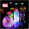 Bar Tools Creative Outdoor Table Decoration Solar Wine Stoppers Glow Bottle Cap med Light String Colorf Changing Lighting Fo HomeFavor Dh17s