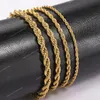 2-6mm Gold Silver Color Rope Chain Bracelets For Men Women Stainless Steel Twisted Rope Link Chain Anklet Adjustable DKB682 Fashion JewelryBracelets