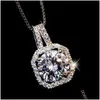 Pendant Necklaces Fashion Classic Sier Box Chain Choker Necklace Clear Zircon Crystals For Women Jewelry Valentines Day Gift Drop Deli Dhixr