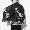 Ethnic Clothing Kimono Men Black Japanese Samurai Costume Male Yukata Haori Streetwear Mens Jacket DD001