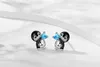 Hoop Earrings 2023 Summer Penguin Earring Inlay Blue Crystal Luxurious Lovely Animal Ear Studs Enamel Jewelry For Woman Girl Gift