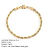 eManco Twisted Rope Chian Bracelet for Woman Hip Hop Punk 4MM Gold Color Stainless Steel Gold Color Necklace Fashion Jewelry Fashion JewelryBracelets stainless